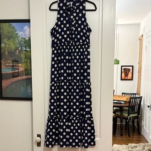 London Times Polka Dot Sleeveless Maxi Dress